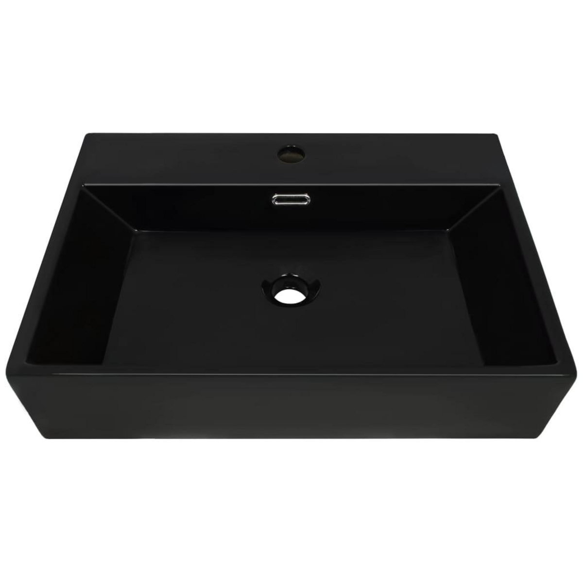 VIDAXL Vasque avec trou de robinet en ceramique Noir 60,5x42,5x14,5 cm