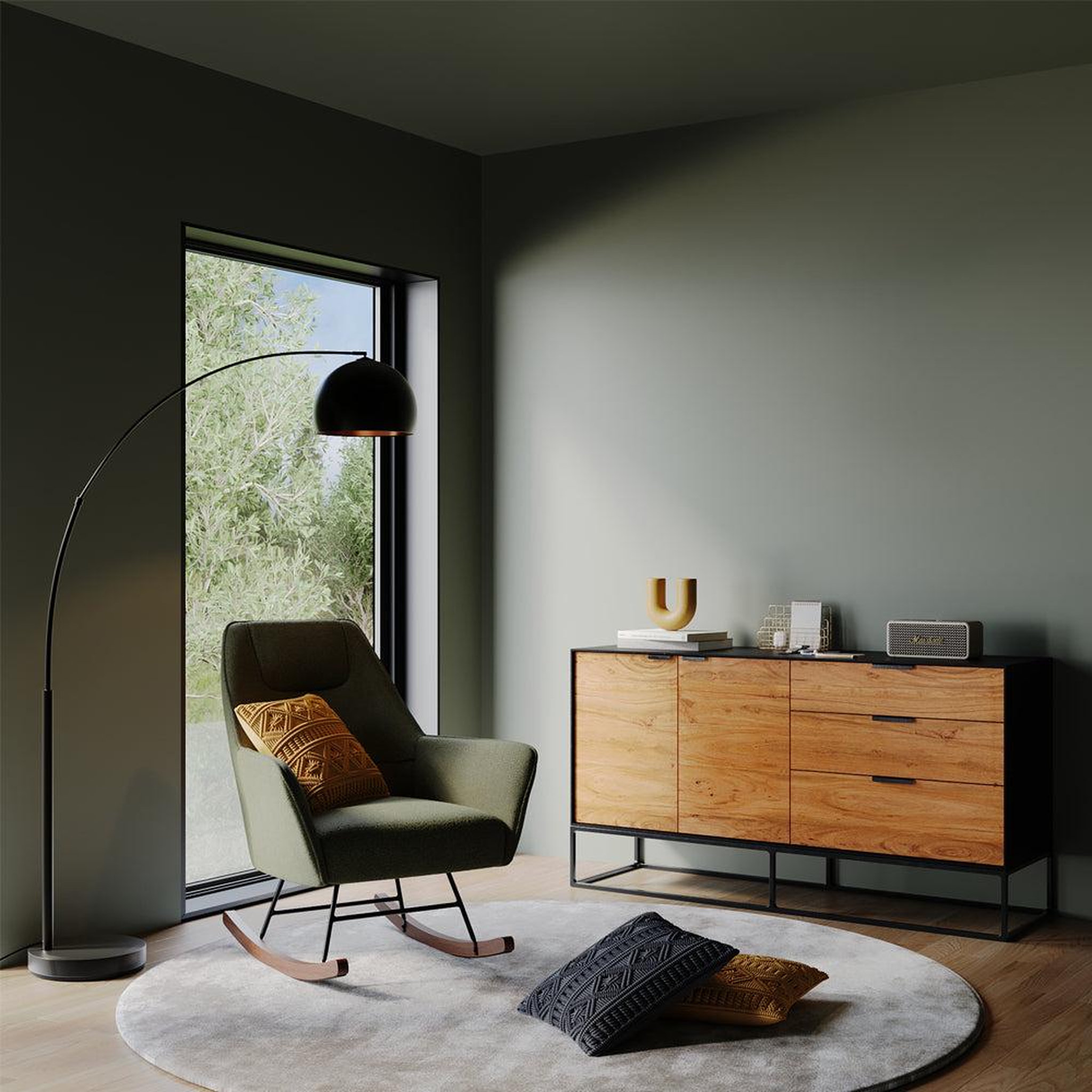 Voir la diapositive 5 : MAISON PAVANE Lampadaire abat-jour en métal noir-dinard