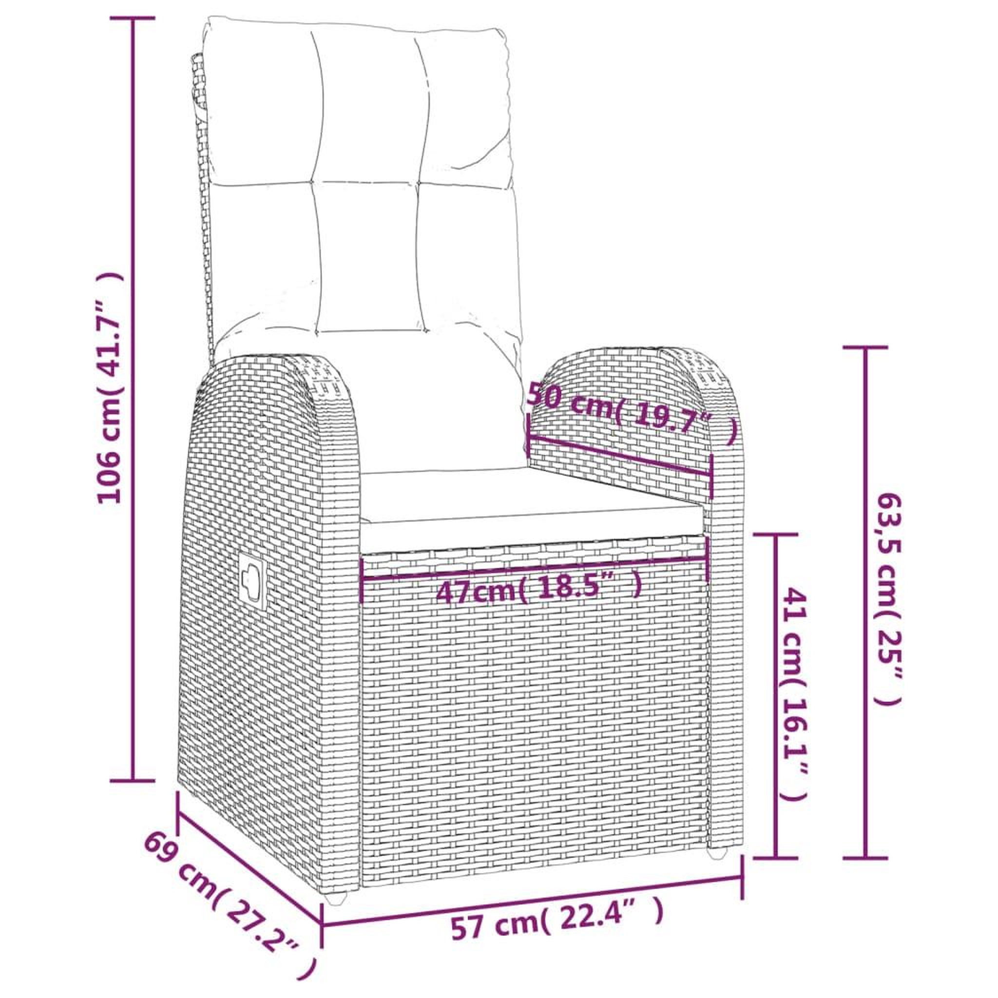 Voir la diapositive 6 : VIDAXL Chaise inclinable de jardin 2pc et coussins Resine tressee Noir