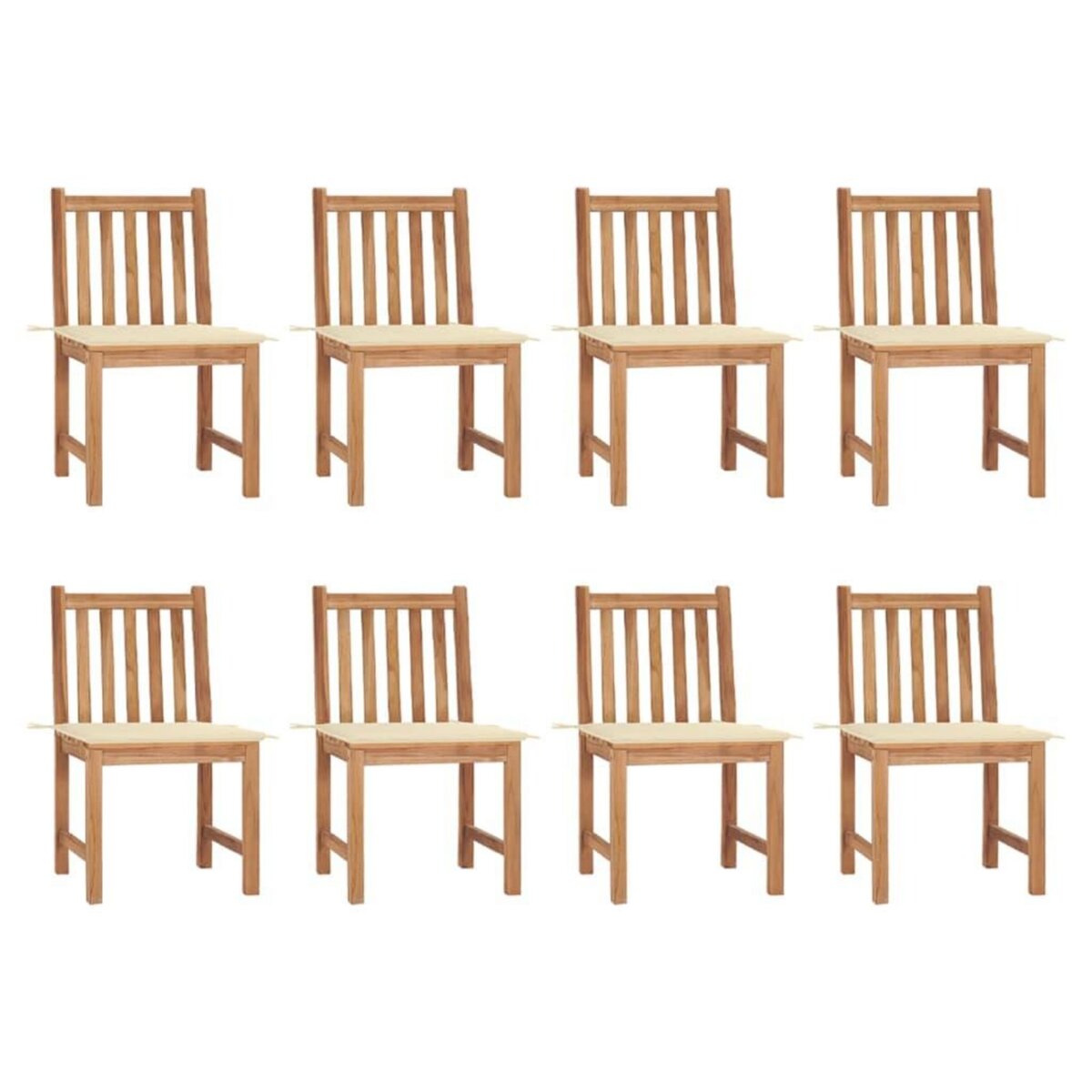 VIDAXL Chaises de jardin lot de 8 avec coussins Bois de teck massif