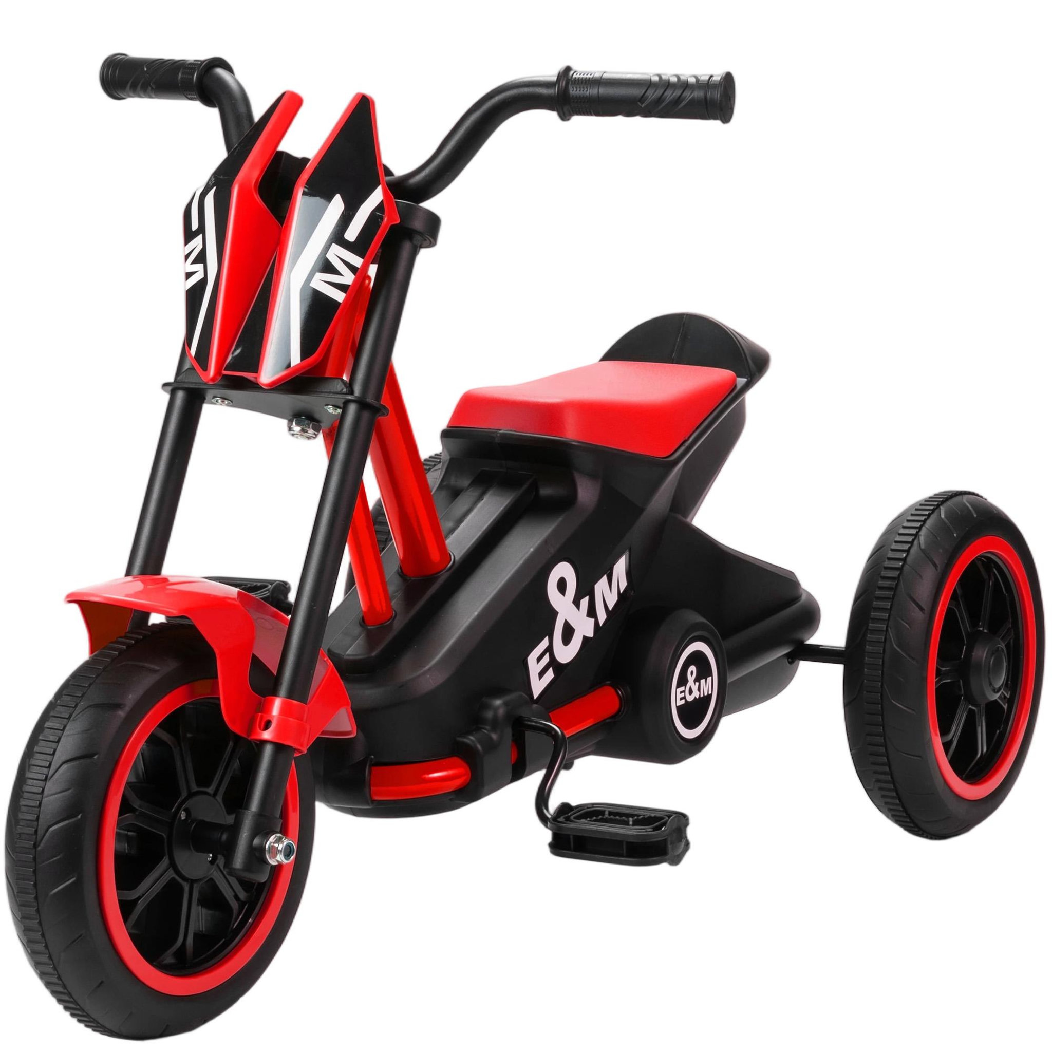 HOMCOM Tricycle enfant moto roues dia. 21,5 cm rouge noir
