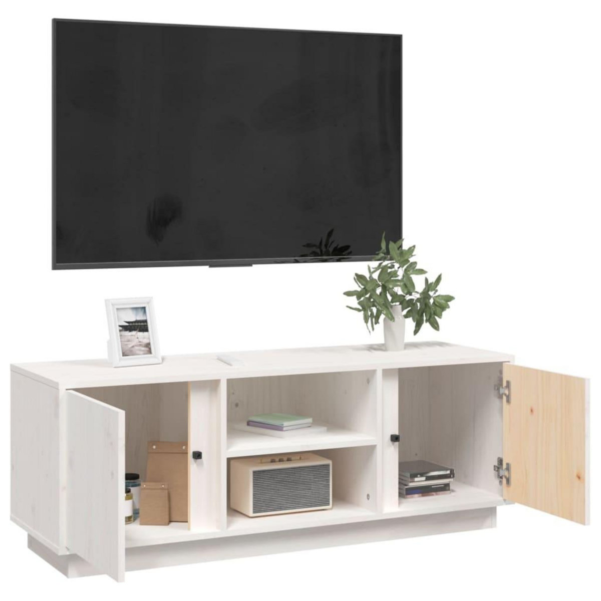 VIDAXL Meuble TV Blanc 110x35x40,5 cm Bois de pin massif