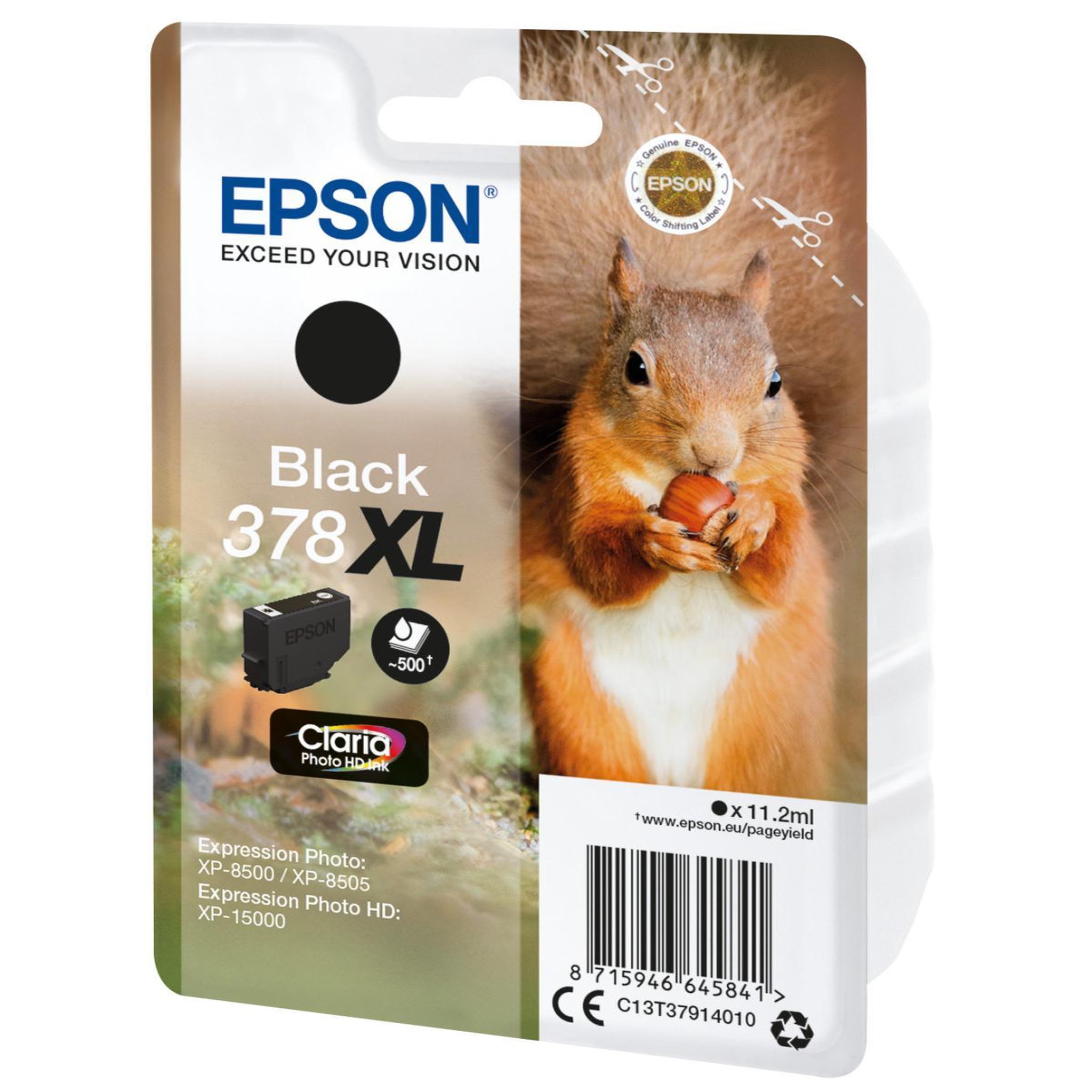Voir la diapositive 3 : Epson Cartouche d'encre Originale 378 XL Haute Capacité Noire Série Écureuil - C13T37914010