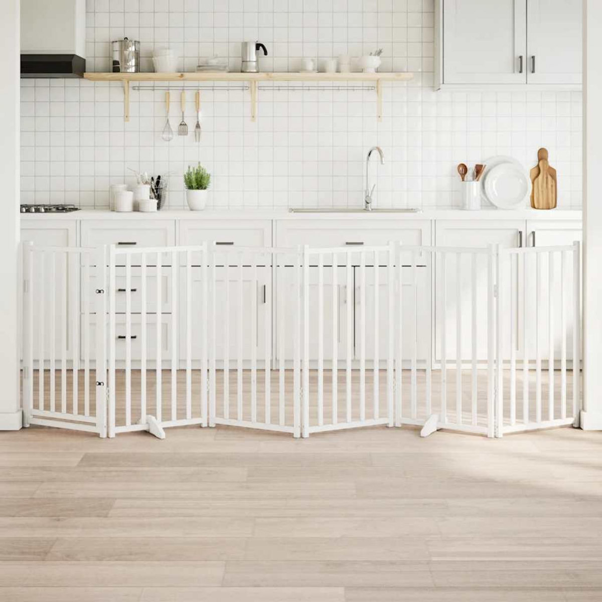 VIDAXL Barriere pour chiens avec porte 6 panneaux bois de sapin massif