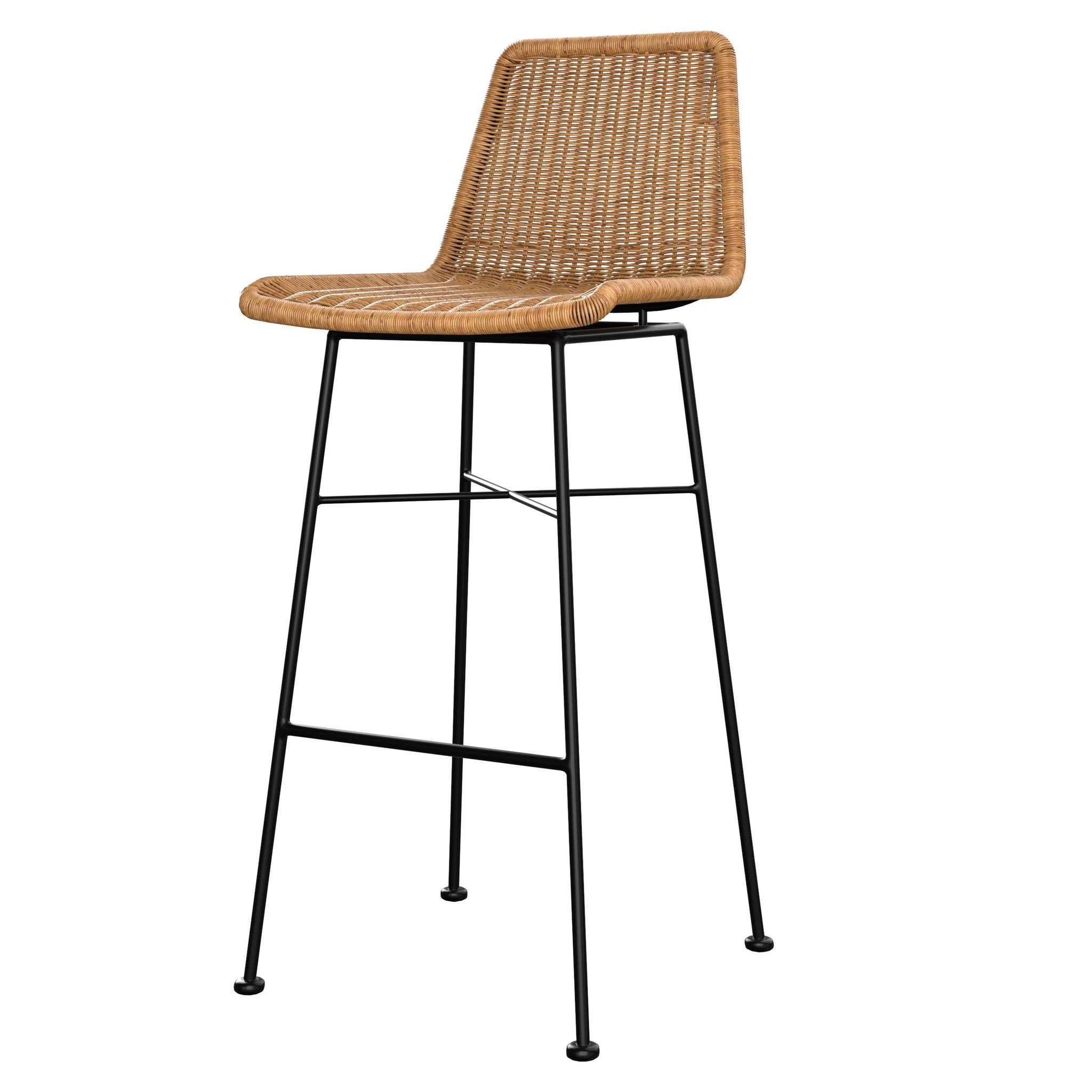 Voir la diapositive 6 : MAISON PAVANE Lot de 2 chaises de bar 76 cm en résine tressée marron-Mandya