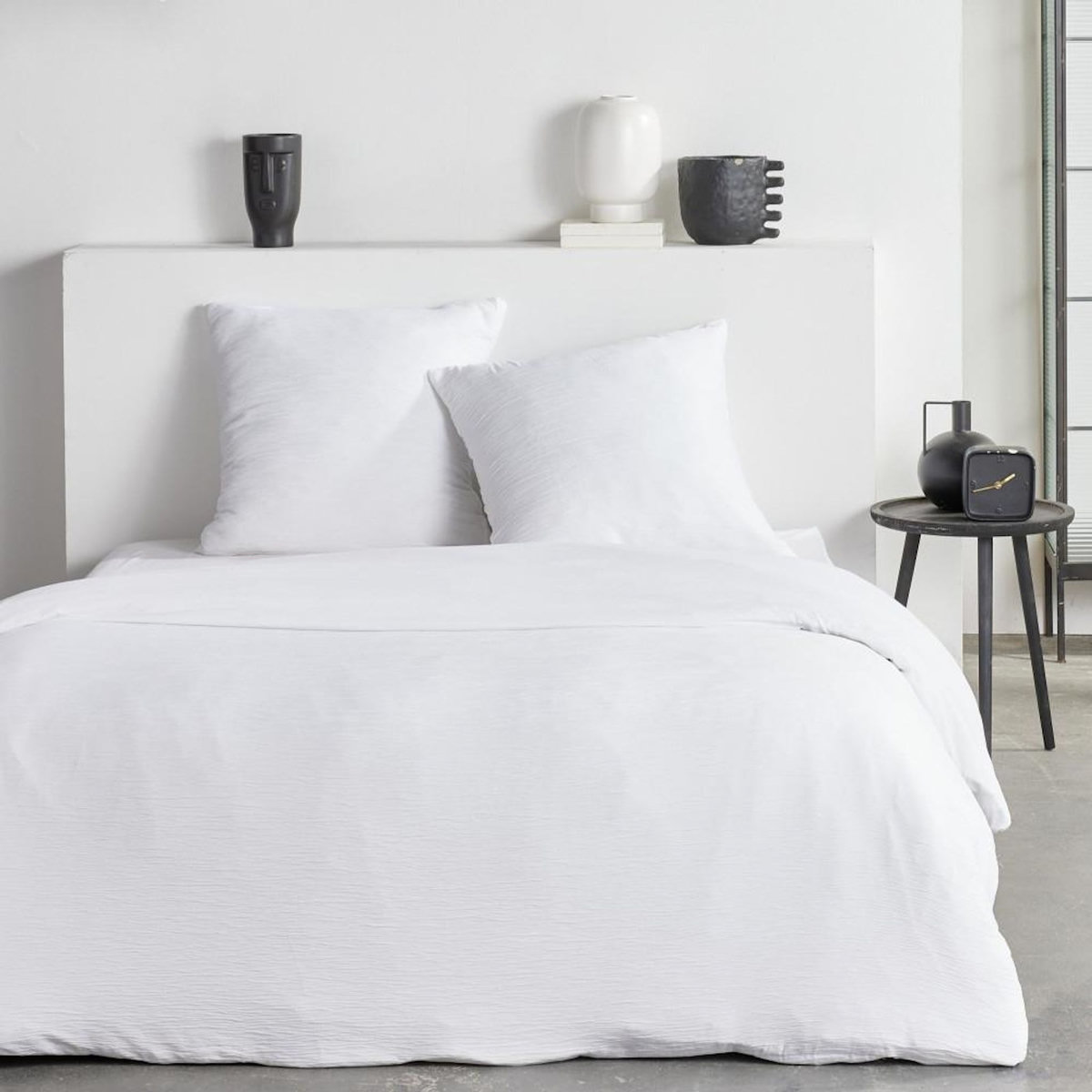 Today Parure de lit - TODAY - Essential - 2 personnes - 220 x 240 cm - Effet crépon blanc