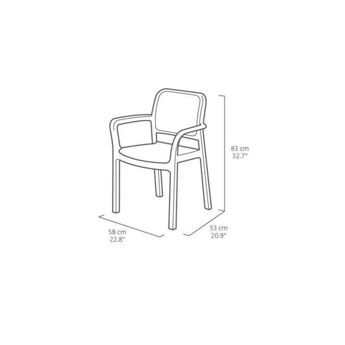 Keter Lots de 6 Fauteuils monoblocs coloris graphite - empilables en resine de synthese - imitation rotin tresse - ALLIBERT BY KETER -