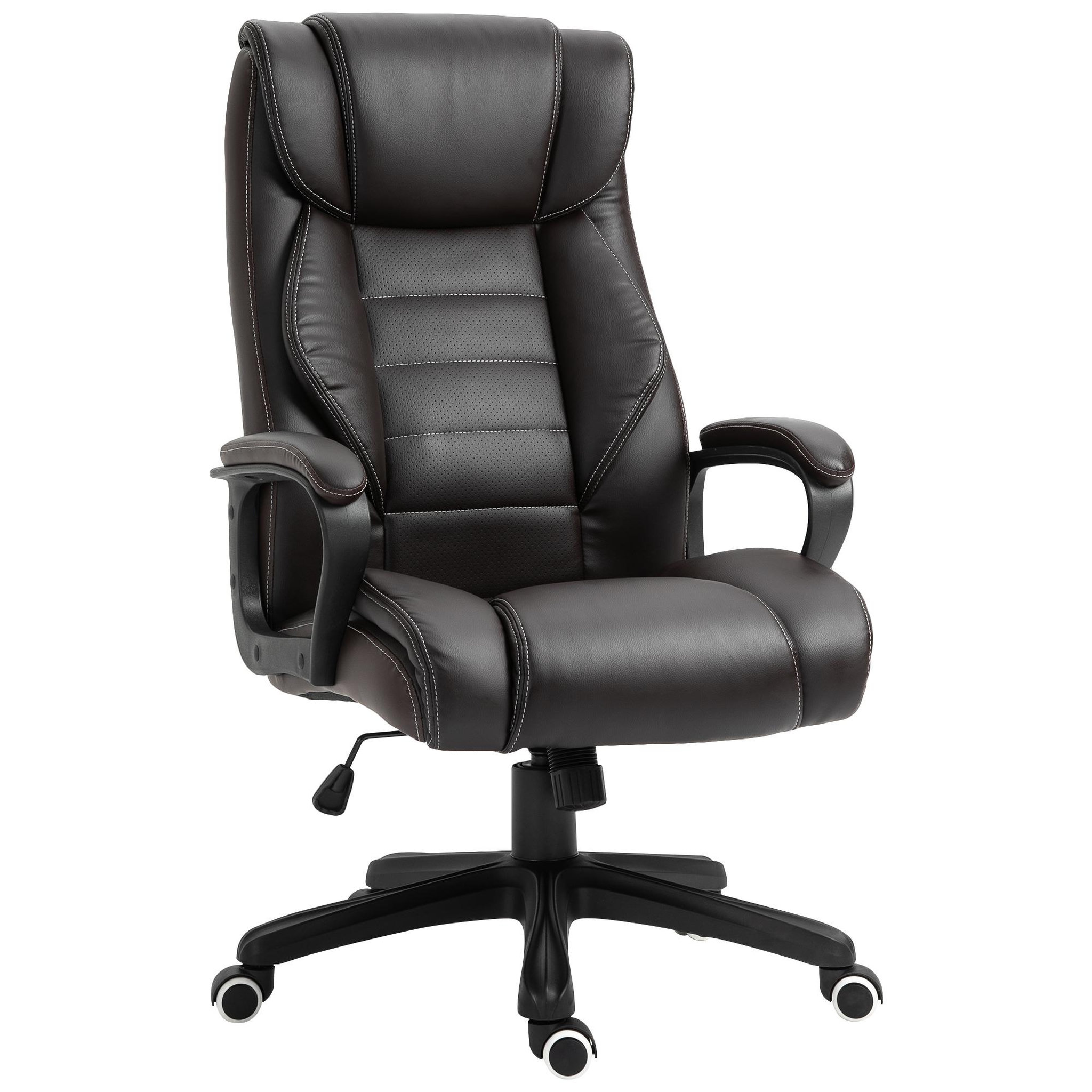 VINSETTO Fauteuil de bureau direction massant grand confort hauteur réglable fonction dossier à bascule revêtement synthétique noir