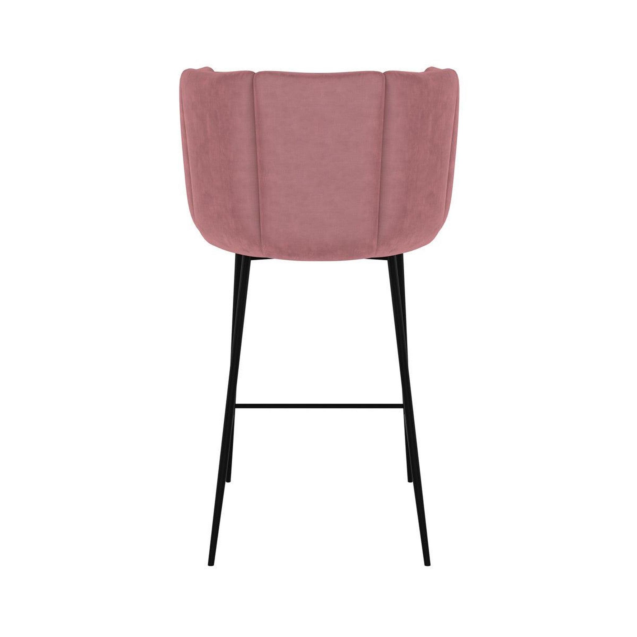 Voir la diapositive 6 : MAISON PAVANE Lot de 2 chaises pour îlot central 67 cm en velours vieux rose-rosy