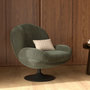 Voir la diapositive 2 : MAISON PAVANE Fauteuil pivotant en tissu effet velours vert kaki-Ricci