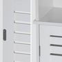 Voir la diapositive 5 : SWEEEK Colonne de rangement salle de bain - Rivage -  5 étagères. 1 porte ajourée. 5 niveaux de rangement