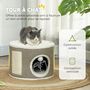 Voir la diapositive 4 : PAWHUT Panier niche griffoir grattoir 4 en 1 - 2 coussins, pompon - sisal naturel peluche crème café
