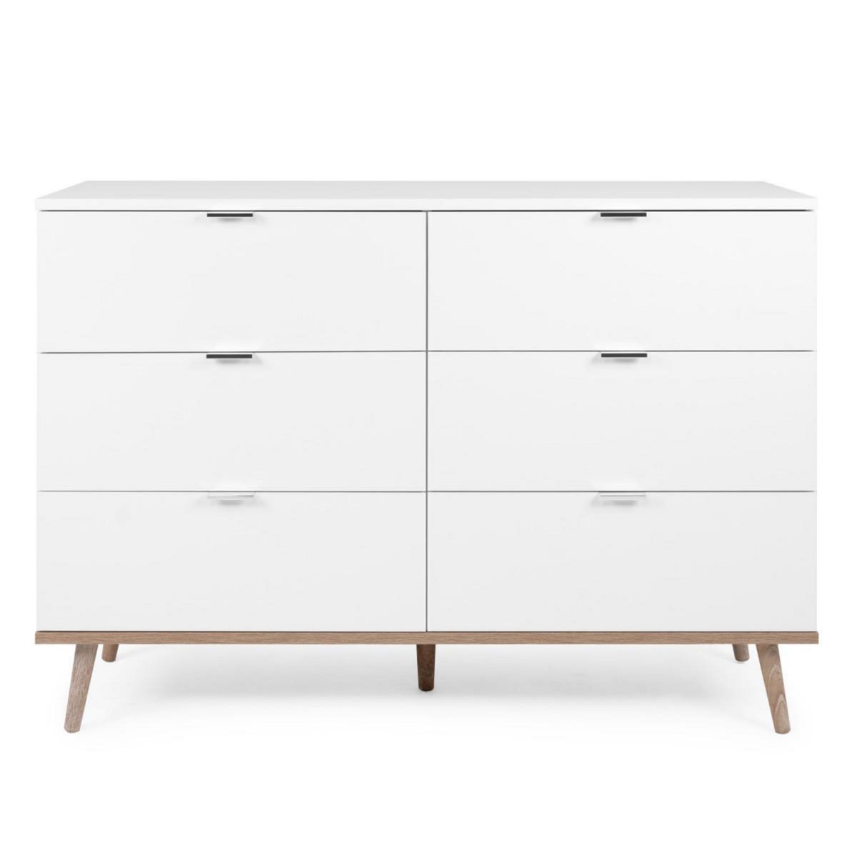 HomeStyle4U Commode avec 6 tiroirs en bois blanc 86,5x120x40cm