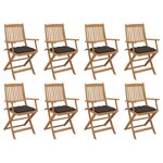 VIDAXL Chaises pliables d'exterieur et coussins lot de 8 Bois d'acacia