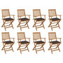 Voir la diapositive 1 : VIDAXL Chaises pliables d'exterieur et coussins lot de 8 Bois d'acacia