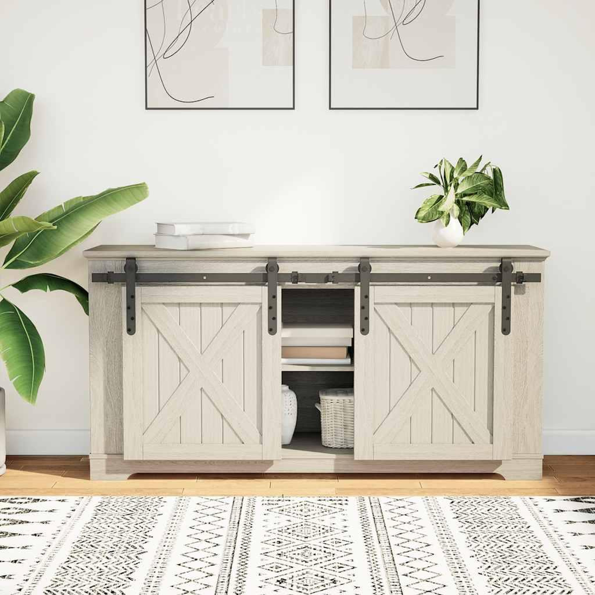 Voir la diapositive 3 : VIDAXL Kit de porte d'armoire coulissante 122 cm acier au carbone