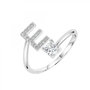 Voir la diapositive 1 : SC CRYSTAL Bague lettre E ajustable SC Crystal ornée de Zirconium
