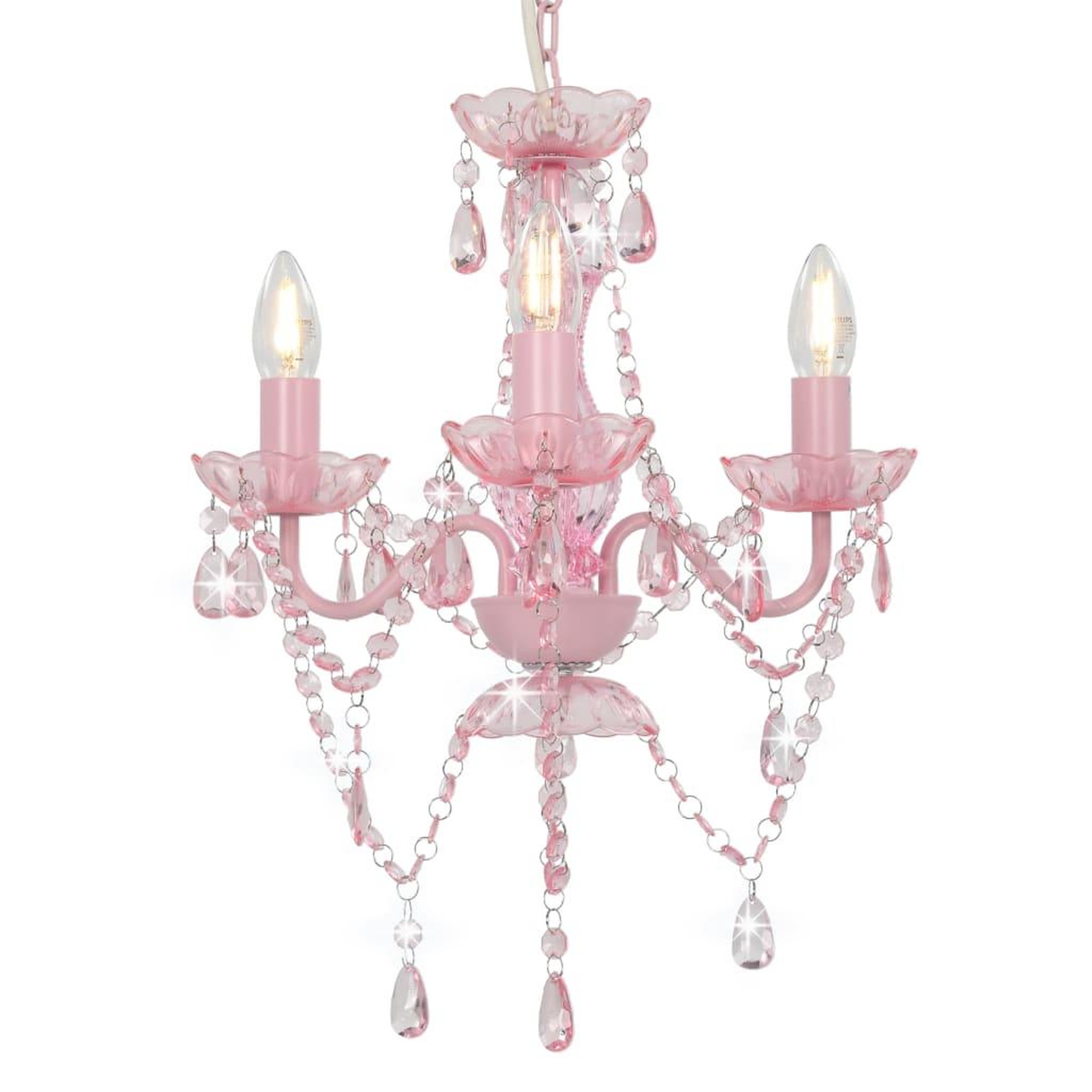 Voir la diapositive 1 : VIDAXL Lustre avec perles Rose Rond 3 x E14