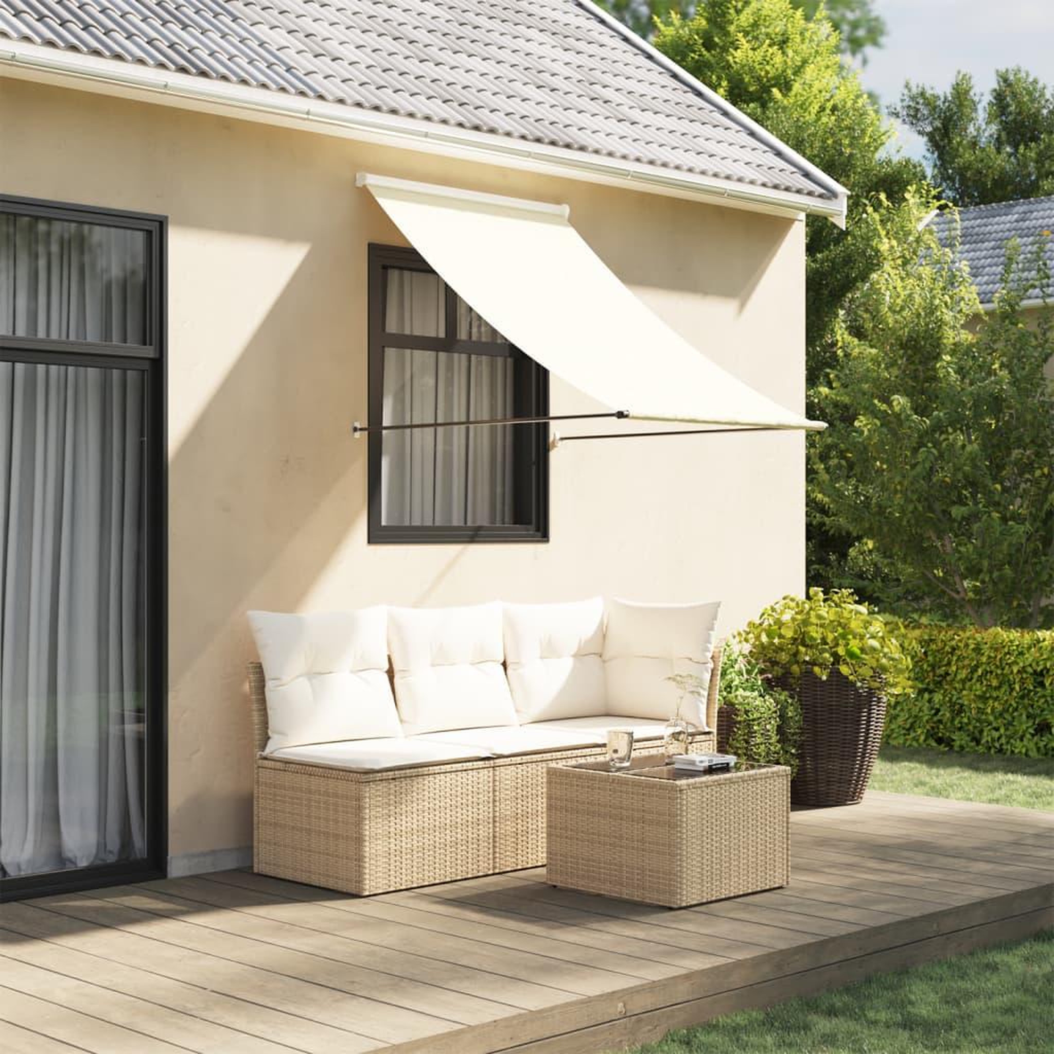 VIDAXL Auvent retractable creme 150x150 m tissu et acier