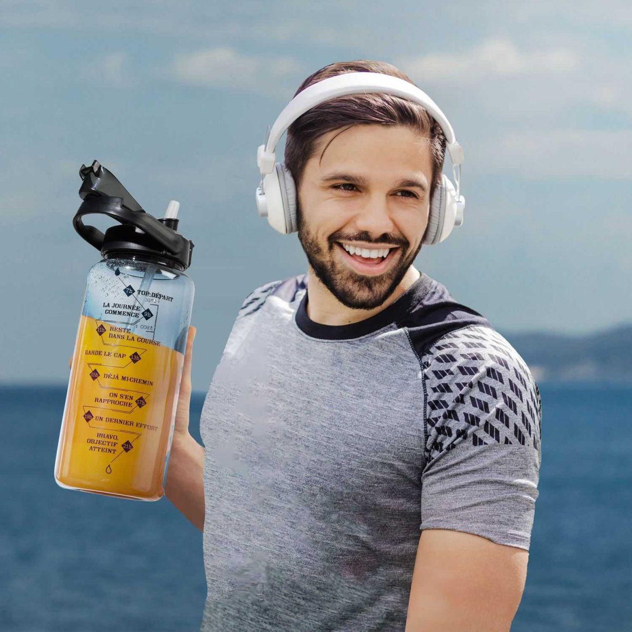Voir la diapositive 5 : COOK CONCEPT Gourde Bouteille  Motivation  2L Transparent