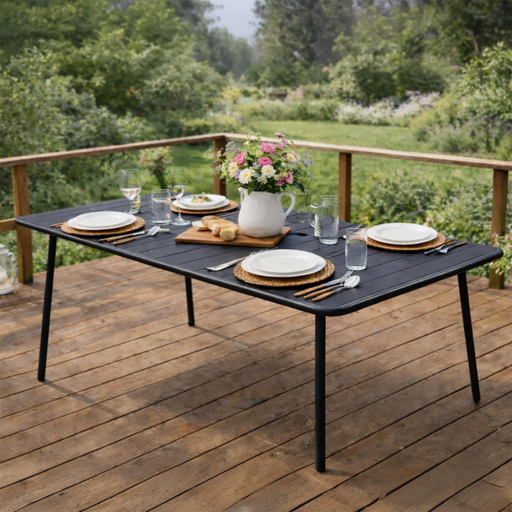 Voir la diapositive 6 : CONCEPT USINE Table de jardin 4 à 6 places 120cm gris foncé bergame