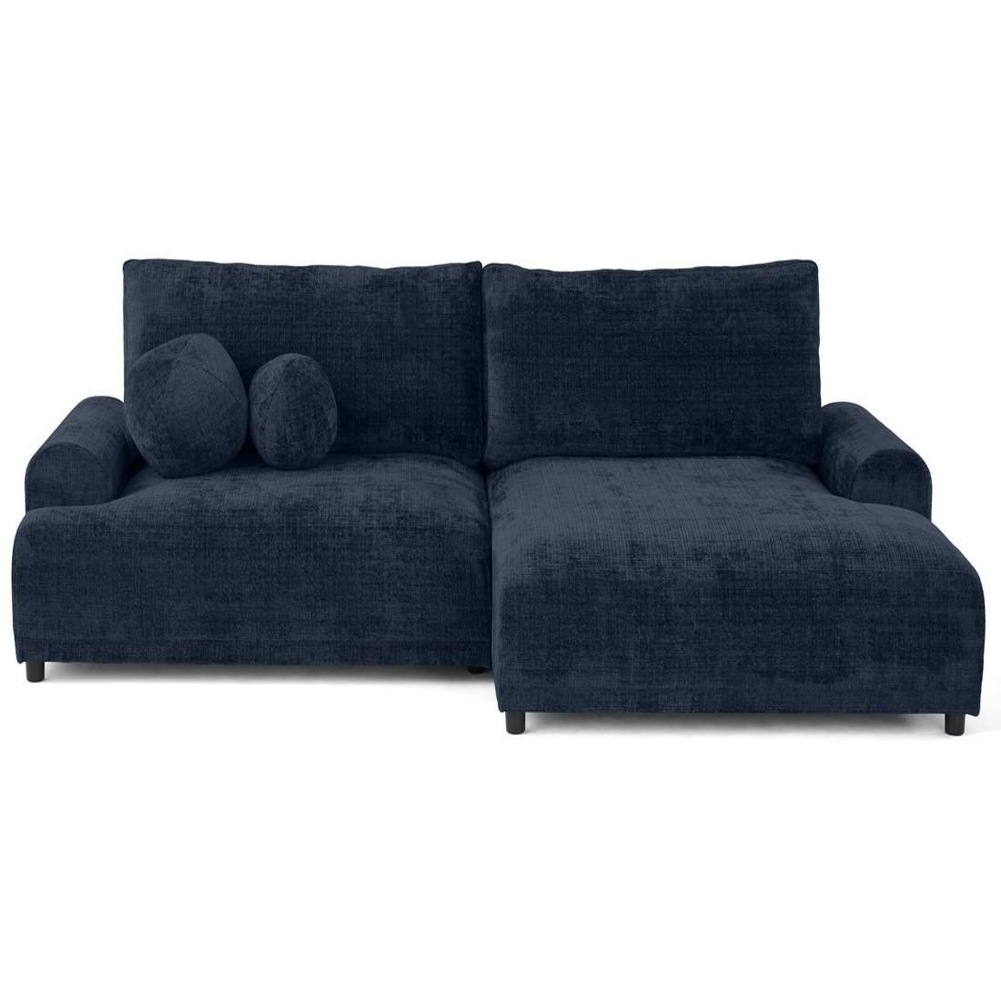 Voir la diapositive 1 : BEST MOBILIER Nelly - canapé d'angle droit 4 places convertible avec coffre en velours texturé