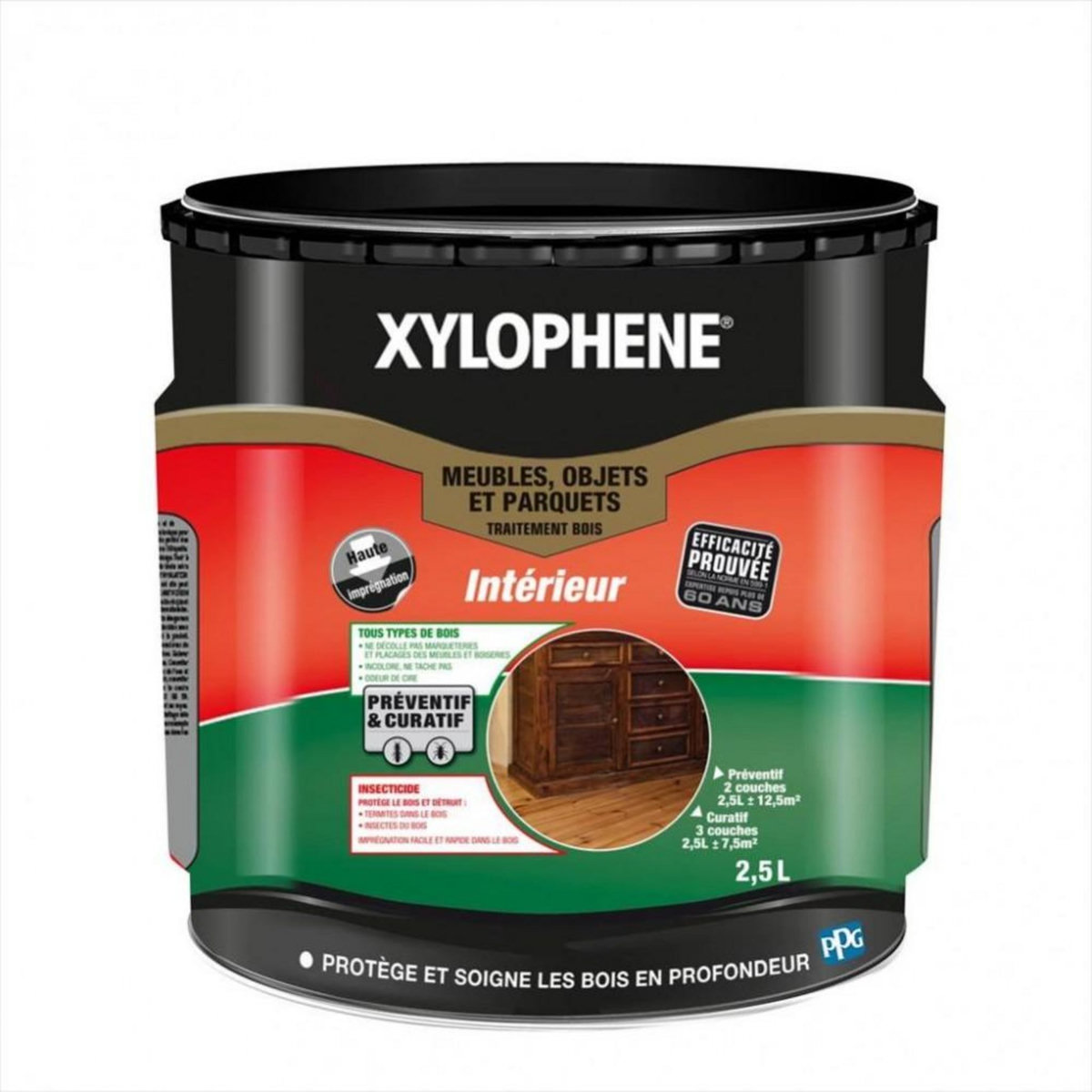 CENTRALE BRICO Traitement du bois meuble, parquet et boiserie XYLOPHENE 25 ans, 2.5 l