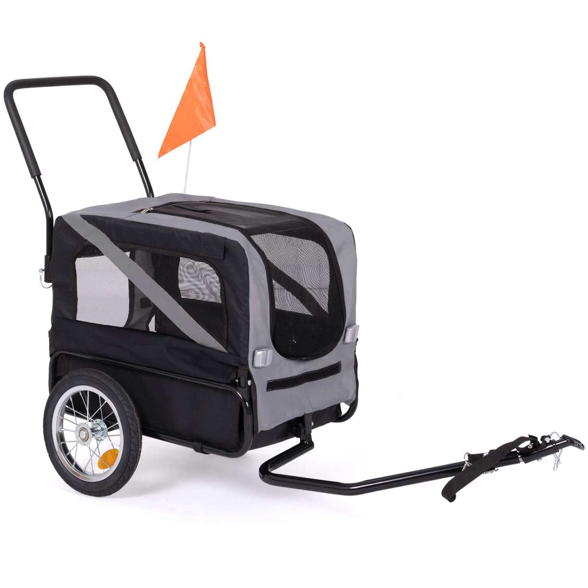 Voir la diapositive 5 : ID MARKET Remorque à vélo pour chien TILLY avec réflecteurs 128 x 52 x 102 cm pour animaux de compagnie