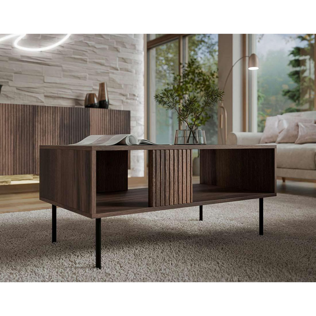 BEST MOBILIER Franco - table basse - effet bois - 1 niche - 100 cm