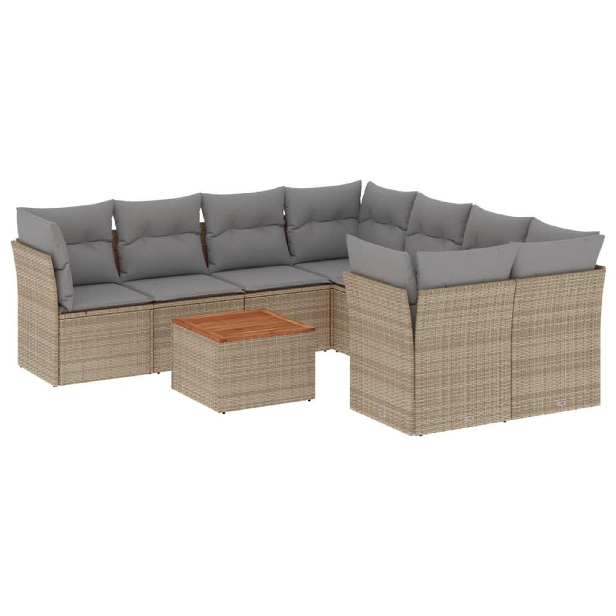 Voir la diapositive 2 : VIDAXL Salon de jardin avec coussins 9 pcs beige resine tressee