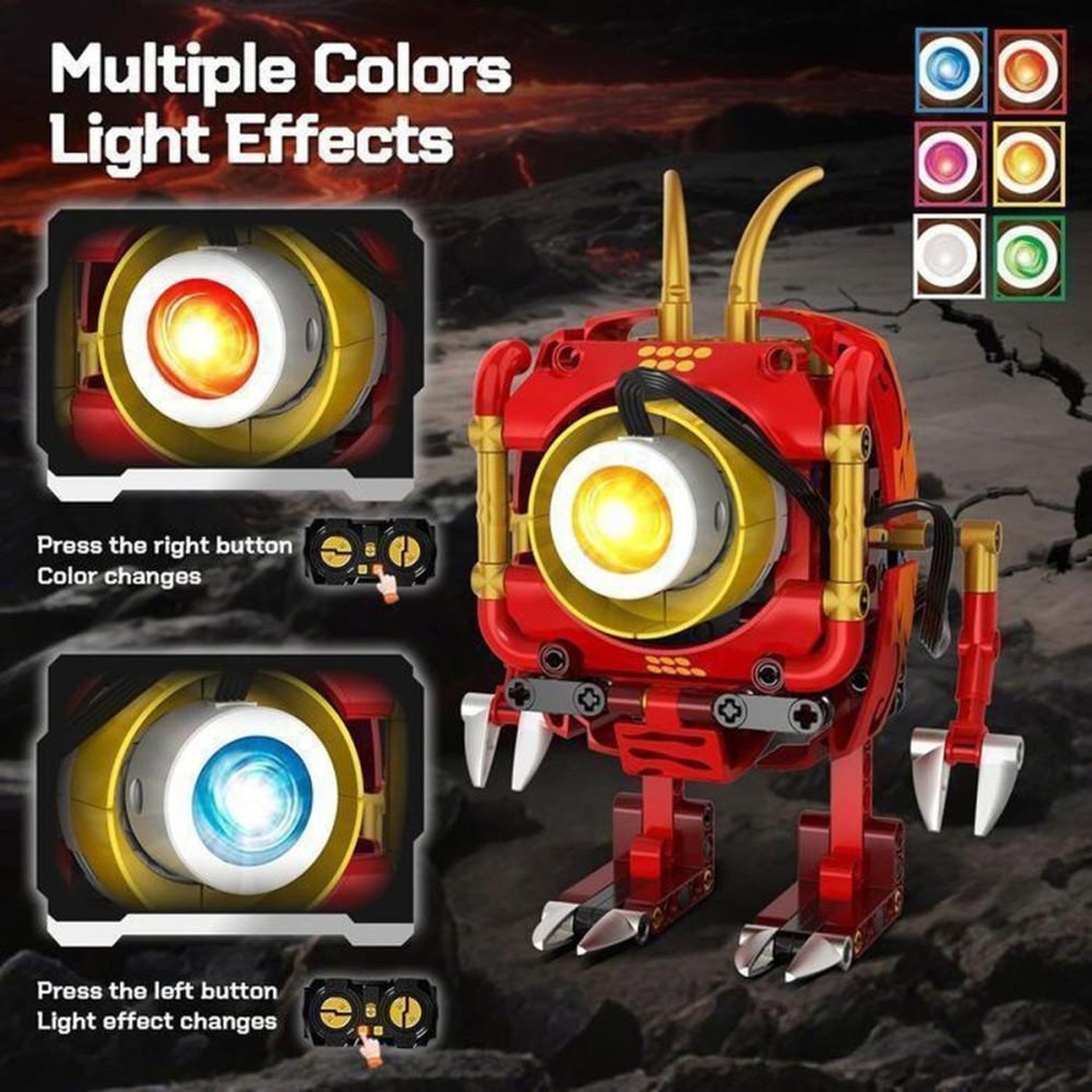 Voir la diapositive 3 : Robot Dragon RC 5-en-1 à construire, 354 pièces, yeux LED 6 couleurs, commande 2,4 GHz et app