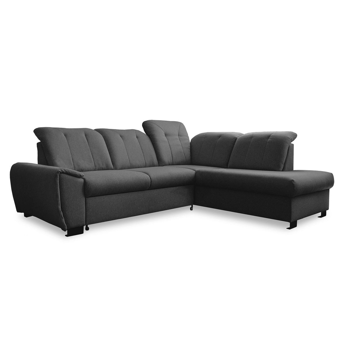 BEST MOBILIER Paul - canapé d'angle droit - 5 places - convertible avec coffre et têtières - en tissu