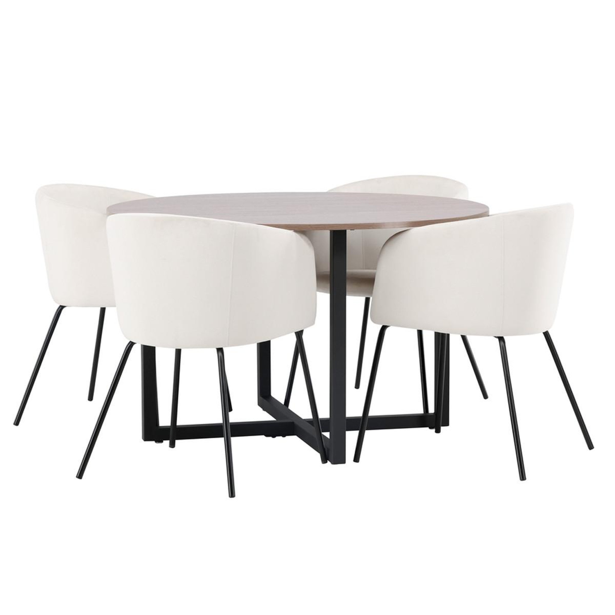 Paris Prix Ensemble table à manger & 4 chaises  durango & berit  120cm noyer  & beige