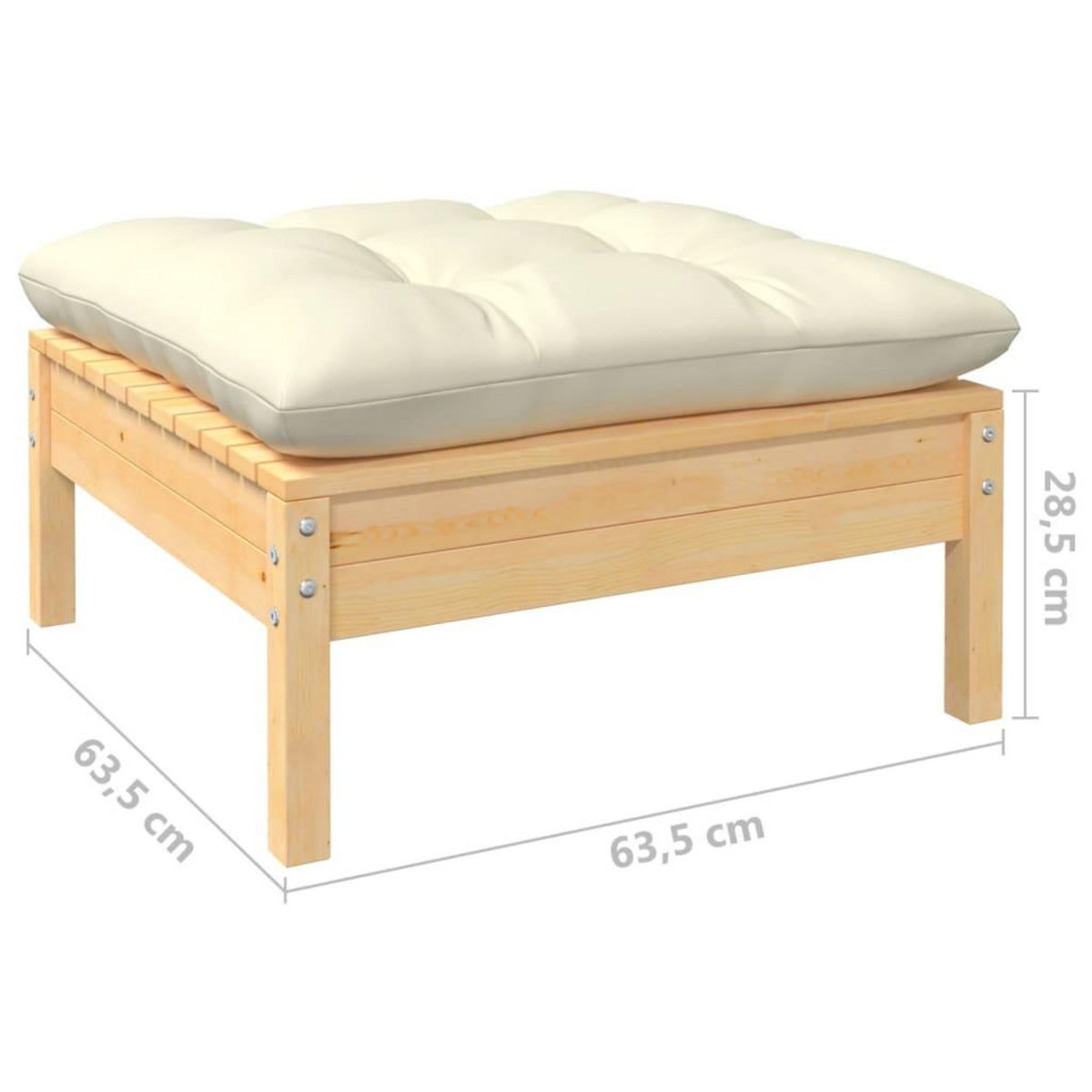 VIDAXL Repose-pied de jardin avec coussin creme Bois de pin massif