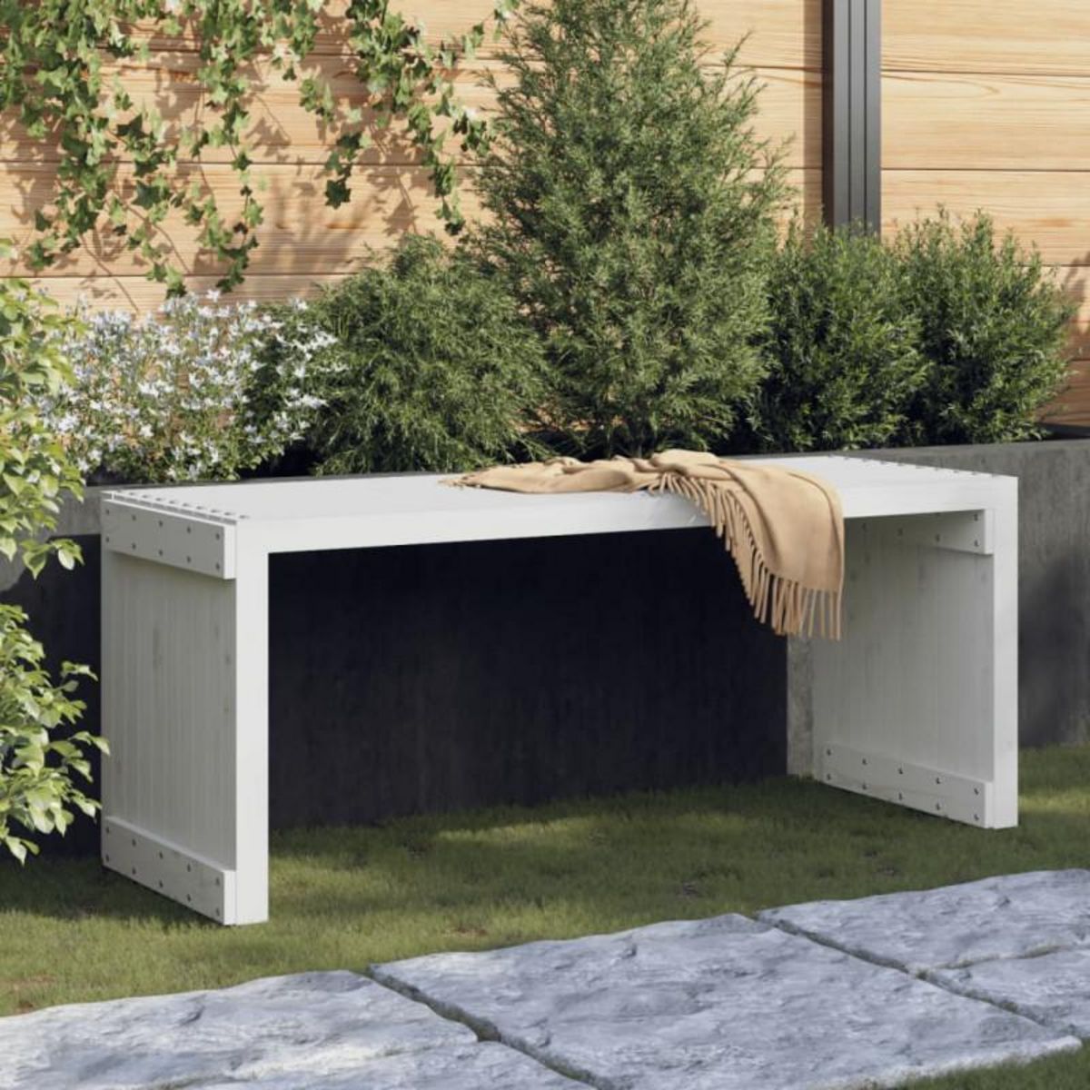VIDAXL Banc de jardin extensible blanc 212,5x40,5x45cm bois massif pin