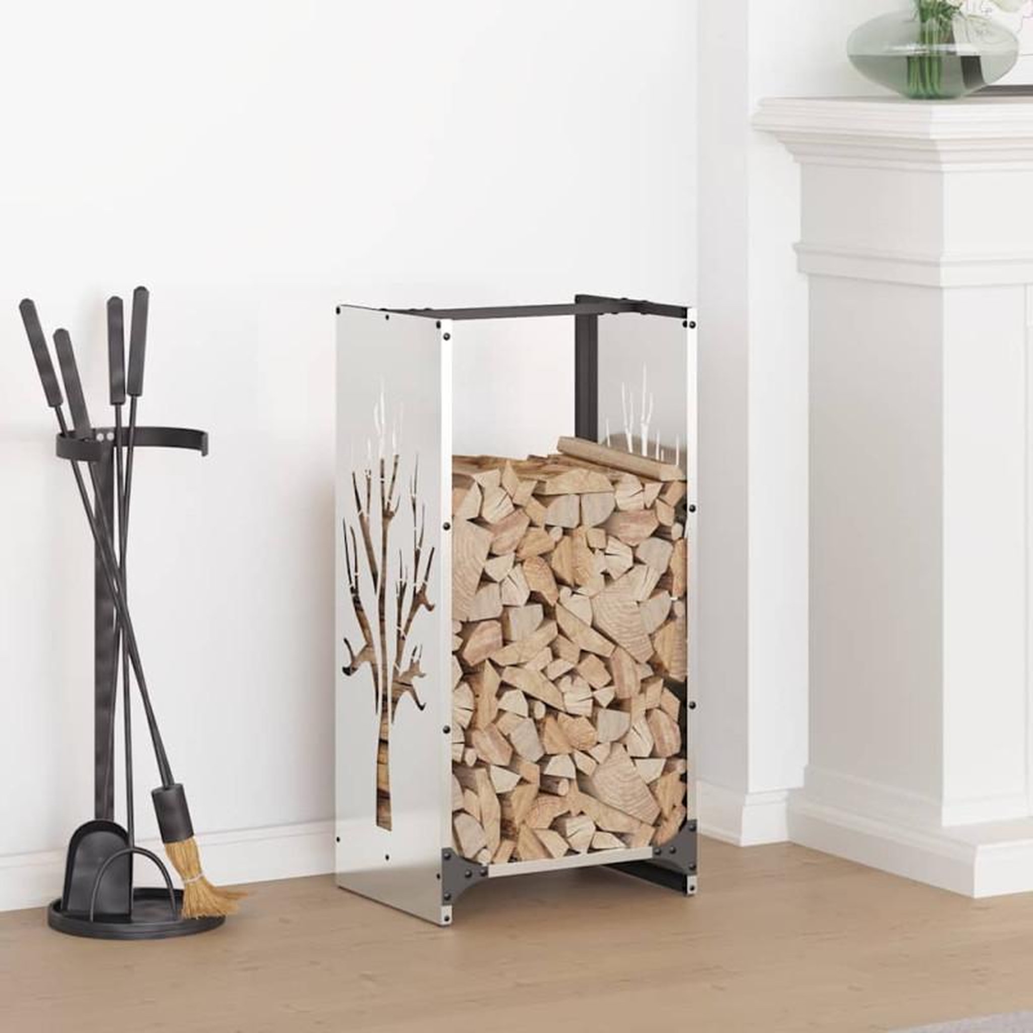 Voir la diapositive 1 : VIDAXL Portant de bois de chauffage 40x30x80 cm acier inoxydable