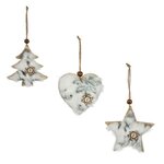 FEERIC LIGHT & CHRISTMAS Sujet de Noël 3 Formes  Bois  22cm Gris & Beige