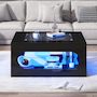 Voir la diapositive 4 : MERAX Table basse carrée noir - 70x70 cm led mdf