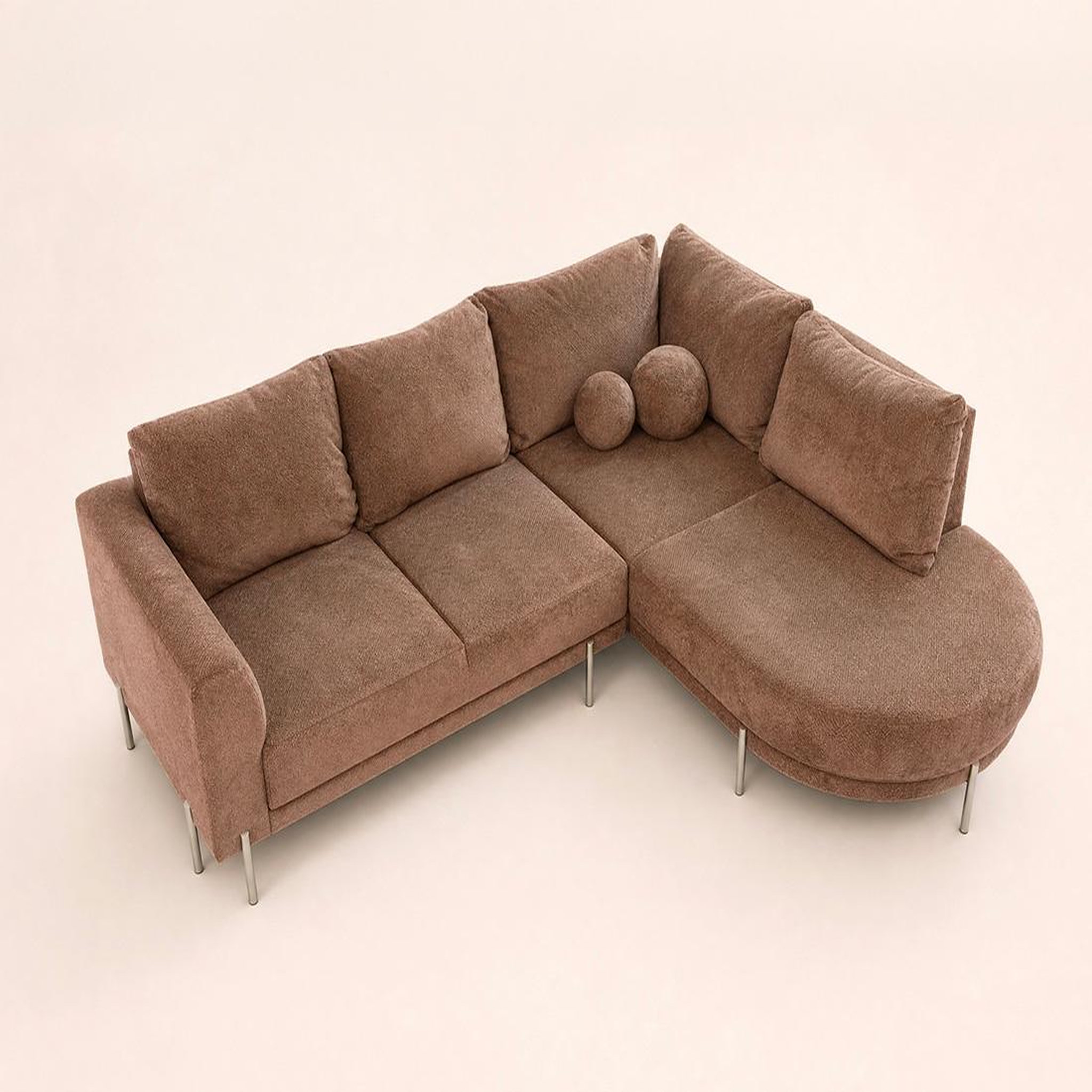Voir la diapositive 5 : BEST MOBILIER Gabin - canapé d'angle droit 5 places en velours texturé