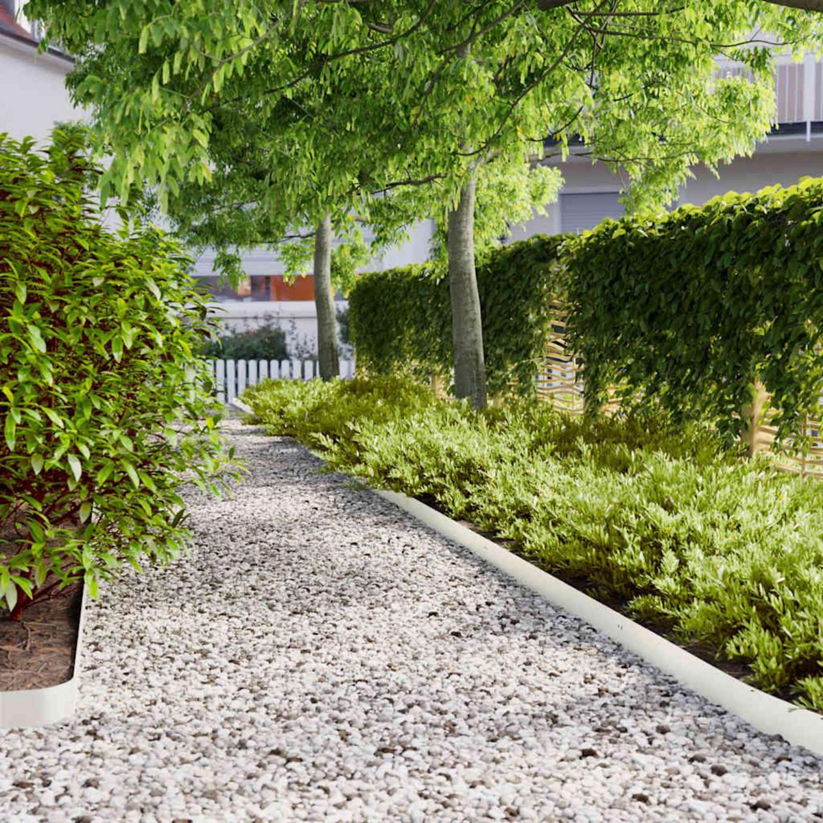 VIDAXL Bordures de pelouse 10 pcs blanc 10x103 cm acier lamine a froid