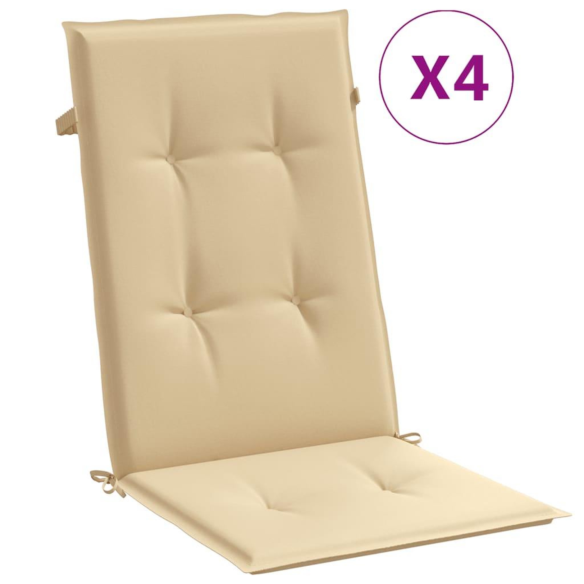 Voir la diapositive 2 : VIDAXL Coussins de chaise a dossier haut lot de 4 beige melange tissu
