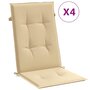 Voir la diapositive 2 : VIDAXL Coussins de chaise a dossier haut lot de 4 beige melange tissu