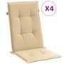 Voir la diapositive 2 : VIDAXL Coussins de chaise a dossier haut lot de 4 beige melange tissu