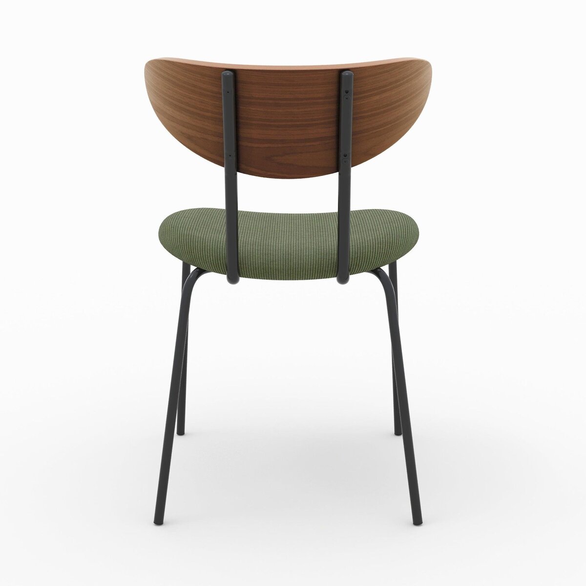 Rendez vous déco Lot de 2 chaises en velours côtelé vert kaki et dossier en noyer - Jade