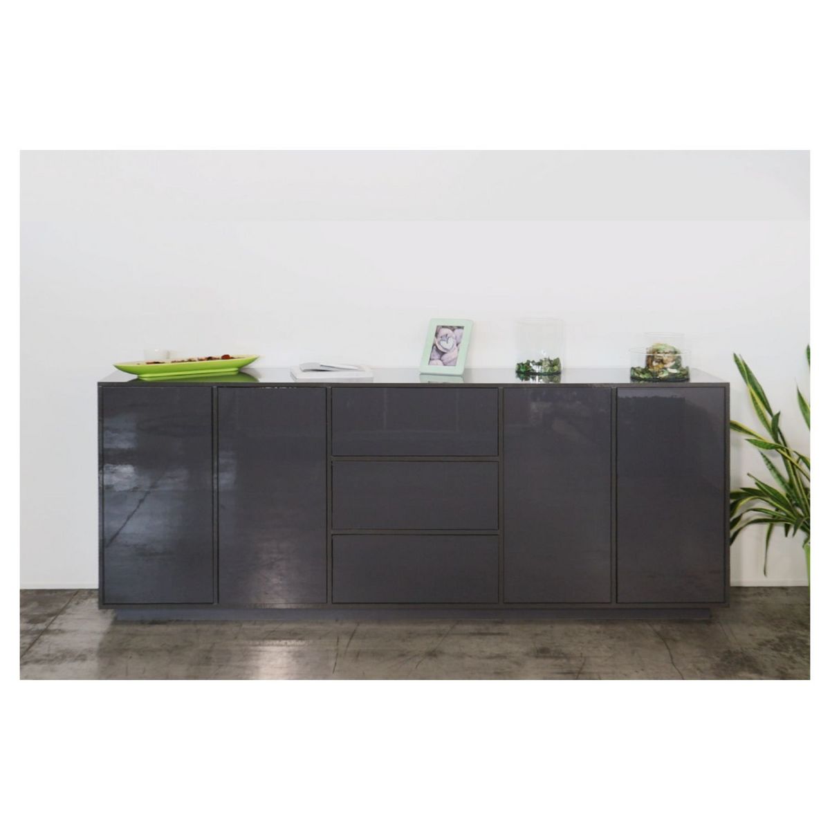 Buffet moderne 4 portes 3 tiroirs 220 cm LUCERA