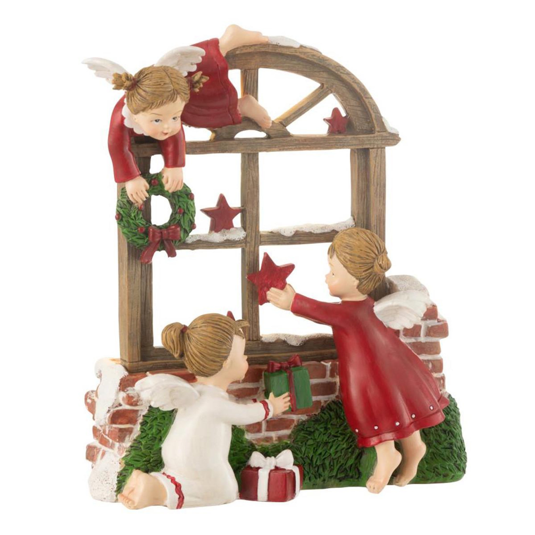 J-LINE Déco de Noël à LED  Anges & Fenêtre  20cm Multicolore