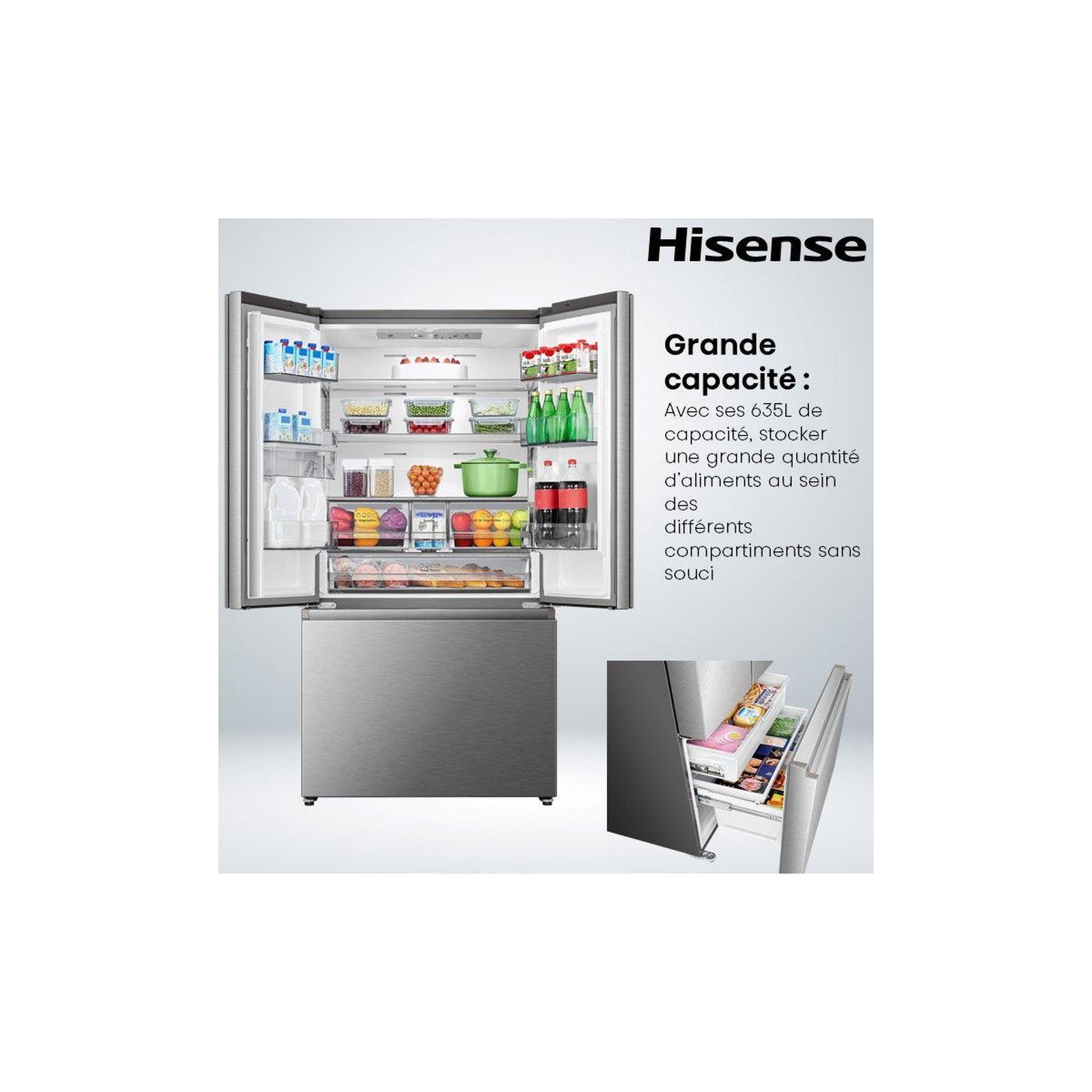 Voir la diapositive 3 : Hisense Réfrigérateur multi portes rf815n4swse