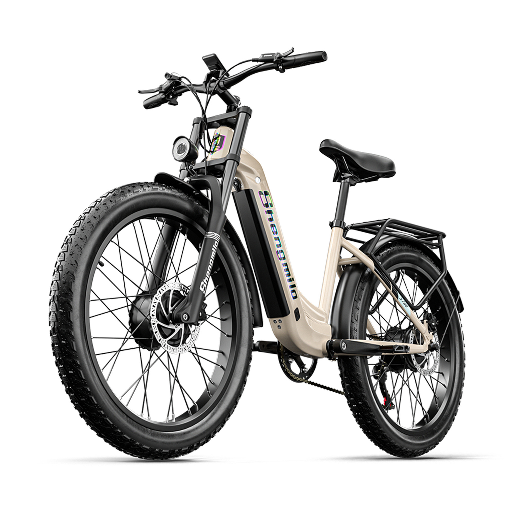 Voir la diapositive 2 : SHENGMILO Shengmilo S700 Vélo électrique de ville à cadre ouvert 26 pouces, pneus larges, double moteur, batterie 48 V 17,5 Ah
