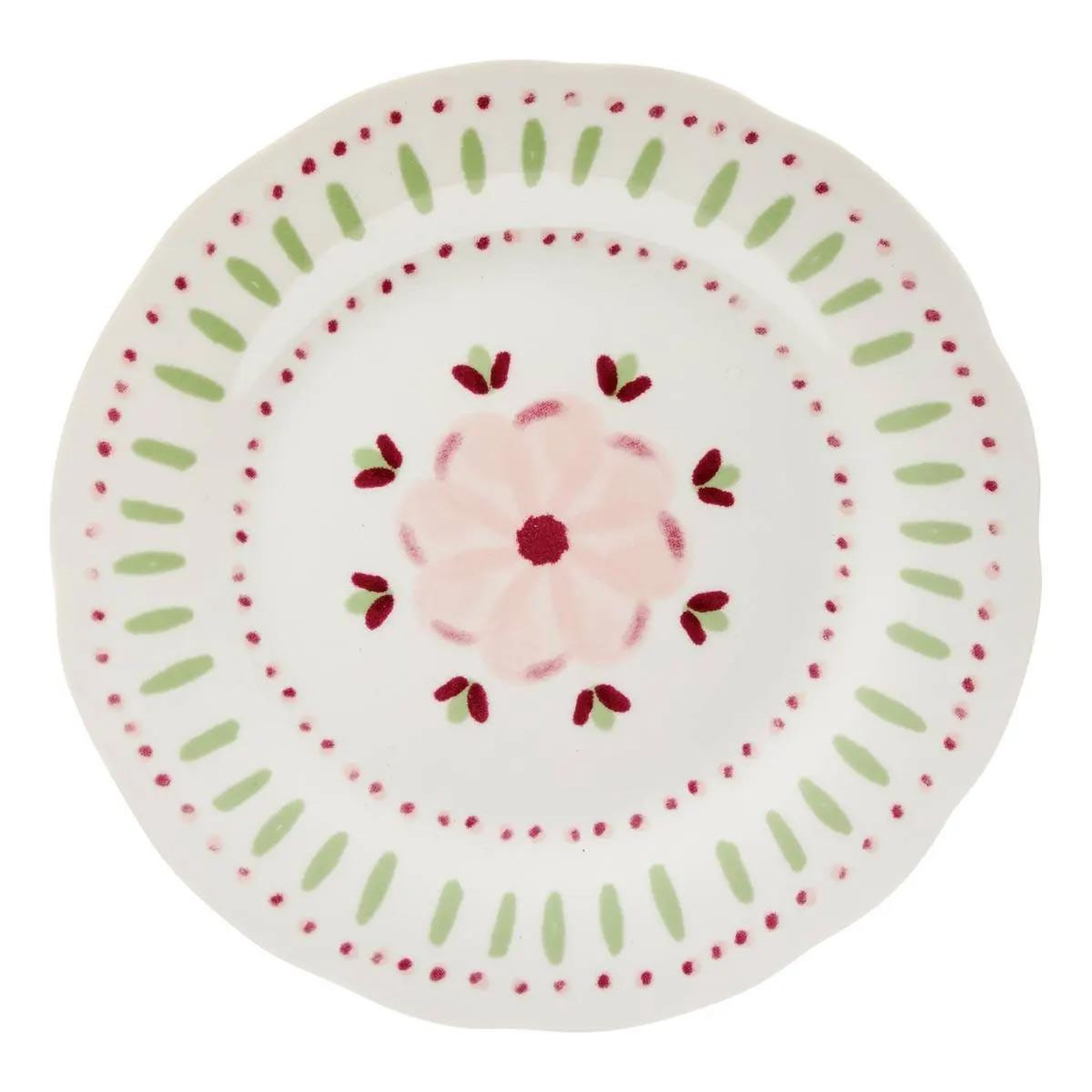 SECRET DE GOURMET Lot de 6 Assiettes à Dessert  Fleur de Rose  19cm Multicolore