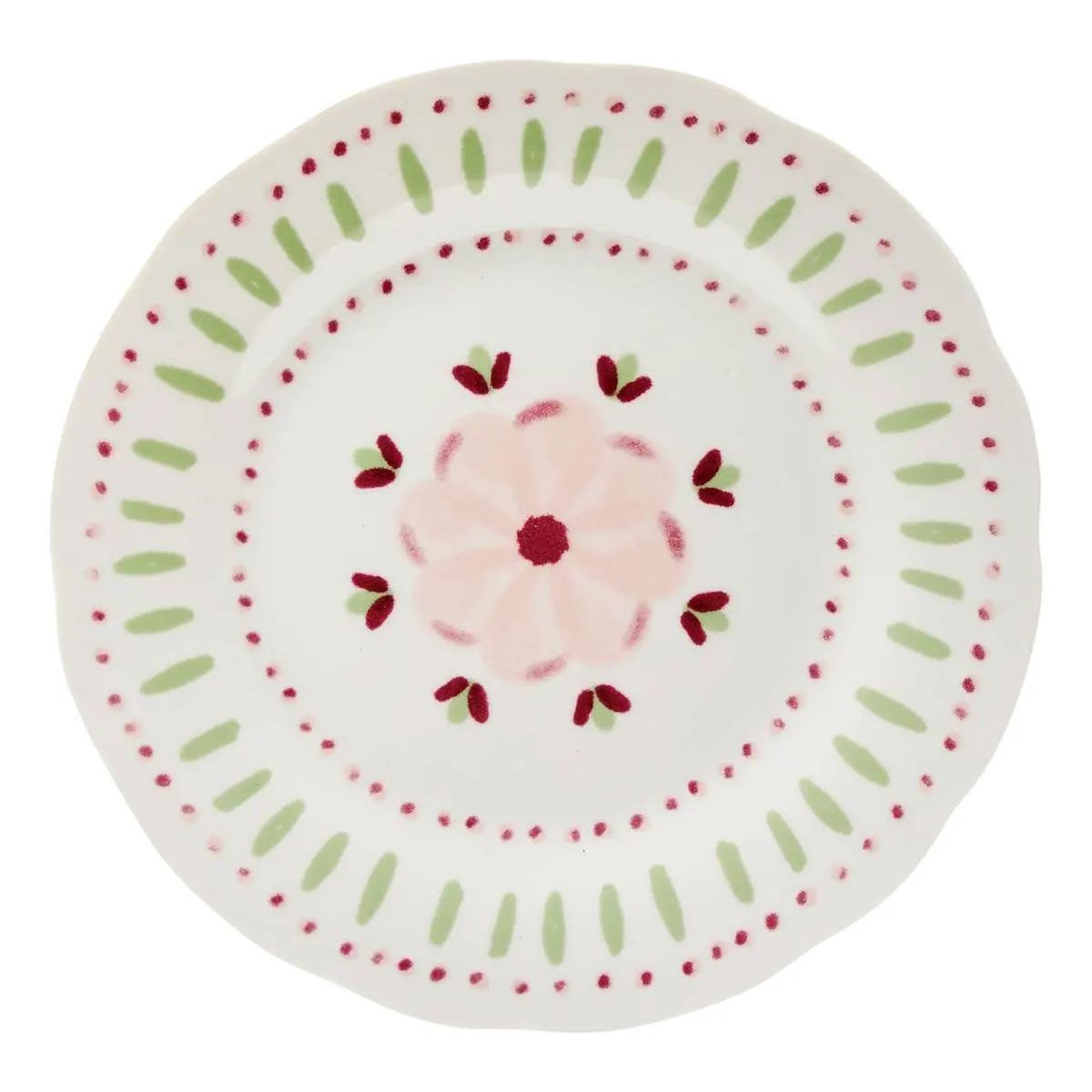 SECRET DE GOURMET Lot de 6 Assiettes à Dessert  Fleur de Rose  19cm Multicolore